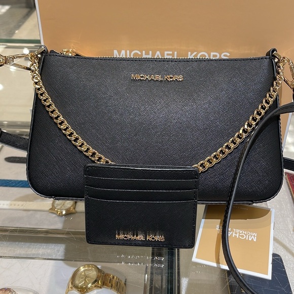 MICHAEL KORS 
JST Md Saffiano Leather Crossbody XBody + Card Holder Boxed Set - Picture 1 of 16